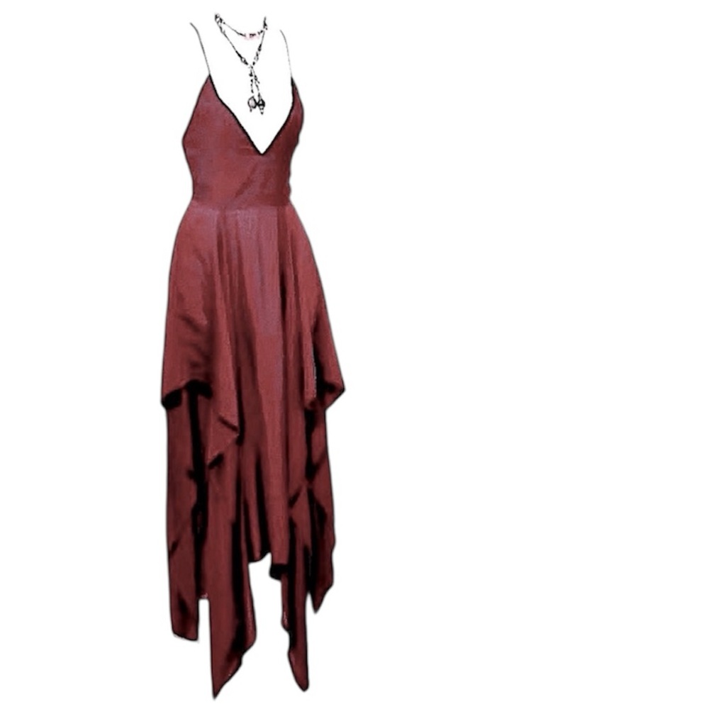 Shareen Collections Maroon Ox Blood Backless Halter Corset Maxi Formal Dress 8